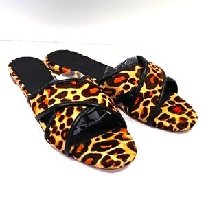 J. Crew Women's Sandals with Leopard print Calf Hair